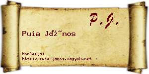Puia János névjegykártya